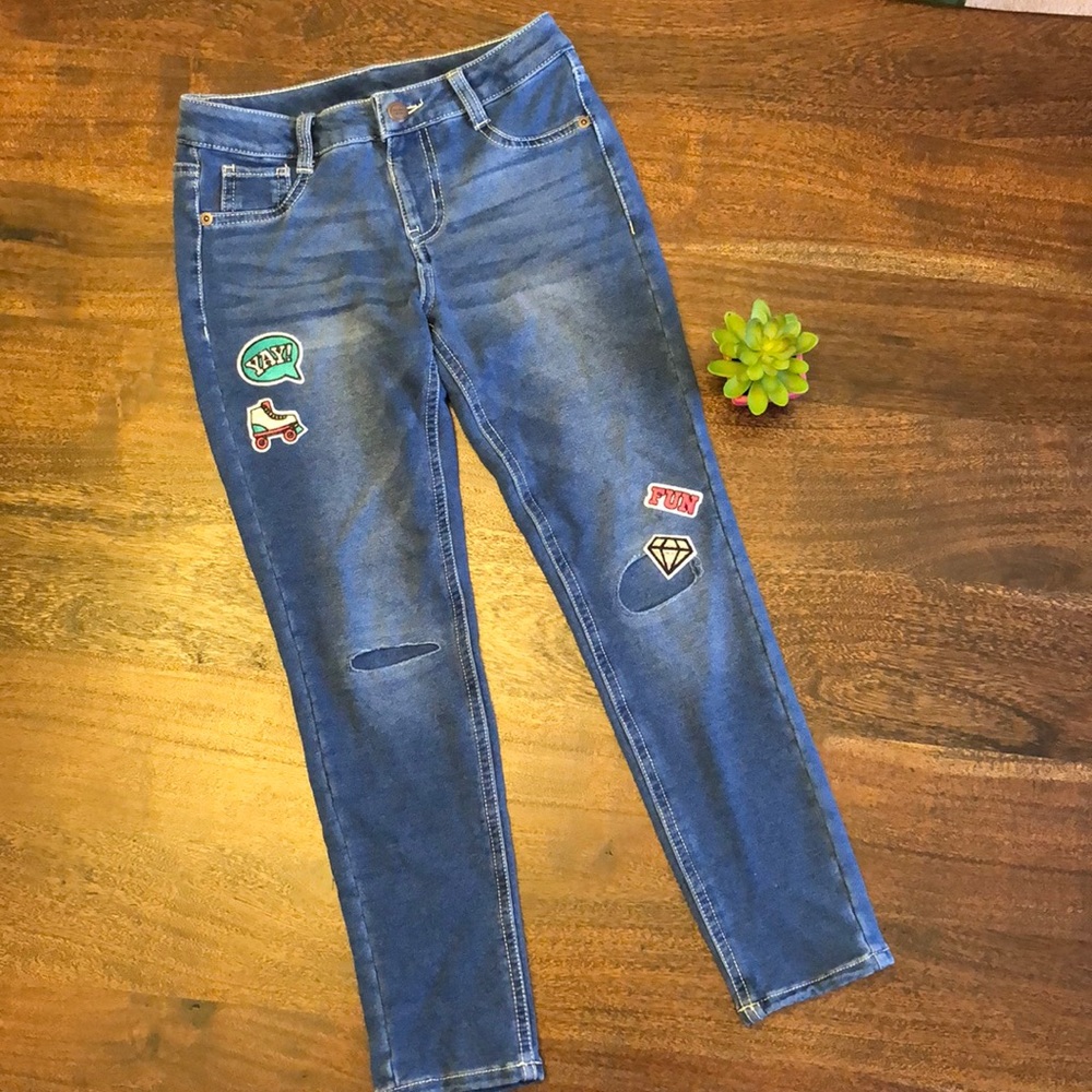 Girls Size 10 Stretchy Jeans with Patches